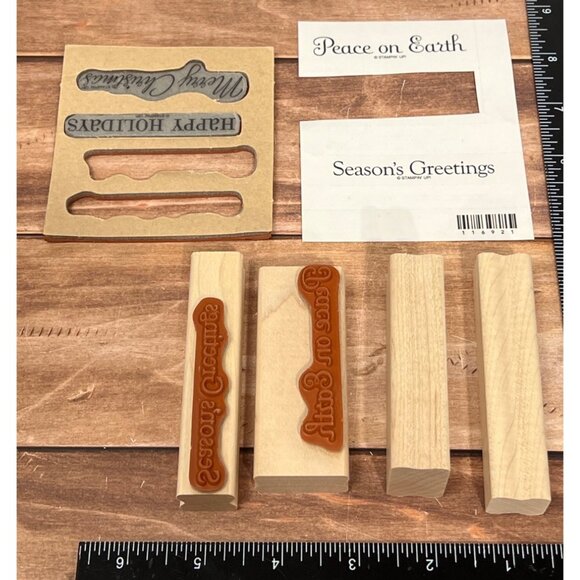 116921 Stampin Up! Four The Holidays Wood Rubber Stamp Set of 4 peace on earth - Picture 4 of 4